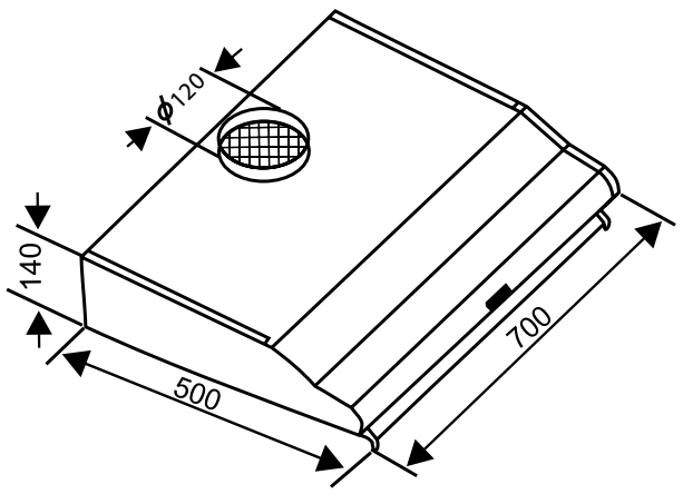 MÁY HÚT MÙI SEVILLA SV-270 BLACK kich thuoc lap dat sevilla SV R70B - MÁY HÚT MÙI SEVILLA SV-270 BLACK